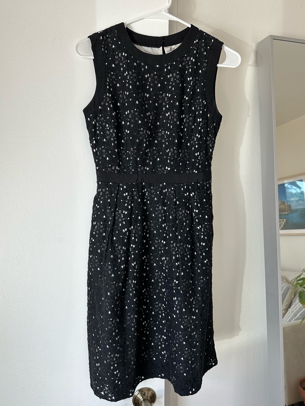 Milly New York Black Floral Lace Fit & Flare Dress Size 0 Sleeveless Dress